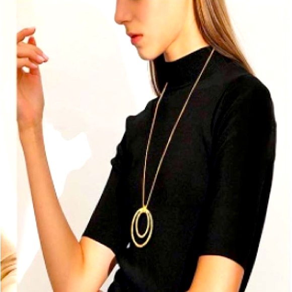 ✨NWT ✨Minimal Geometric Open Ovals Gold Necklace✨ Handmade ✨Artisan✨ Gift … - Picture 5 of 8